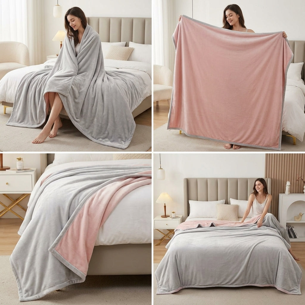 ✨ Luxury AC Reversible Blanket – Queen Size | Ultra Soft Double-Sided Comfort ✨