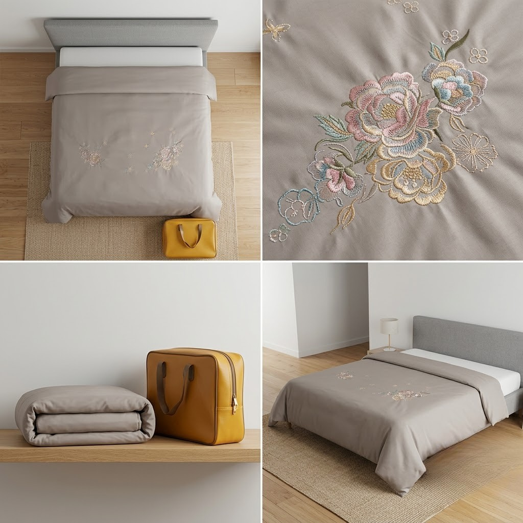 Premium Embroidered King Size Double Bed Comforter – Elegant Floral Design | Product Code :- 55B275RKEH