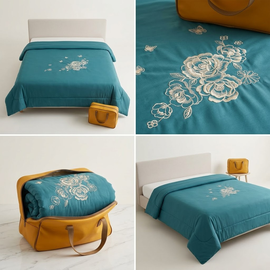 Premium Embroidered King Size Double Bed Comforter – Elegant Floral Design | Product Code :- 55B275RKEH