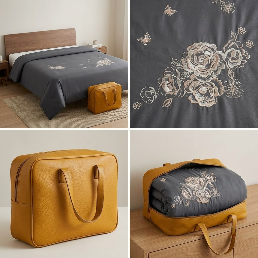 Premium Embroidered King Size Double Bed Comforter – Elegant Floral Design | Product Code :- 55B275RKEH