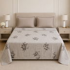 Floral Printed King Size Bedsheet with 2 Quilted Pillow Covers (108 x 108 Inches) Product Code:- 55B99RKEH