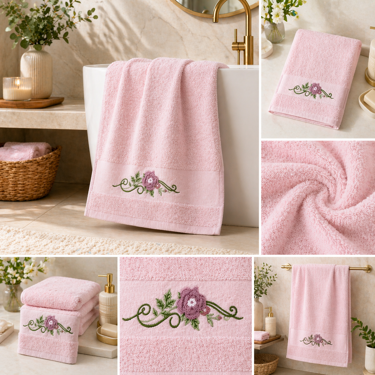 Embroidered English Hand Towel – Premium Quality (14 x 32 inches)