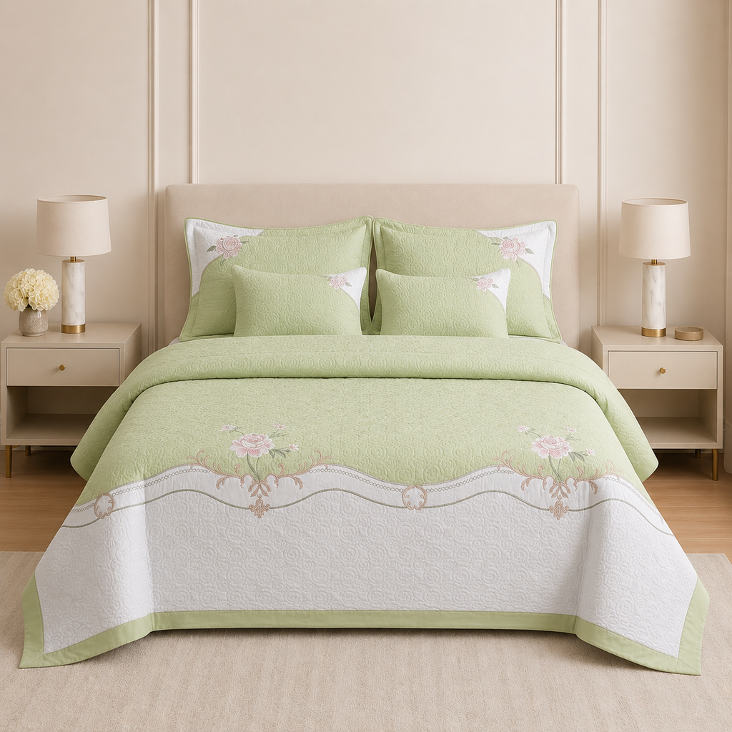Embroidered Bedcover Set – 5 Piece King Size Collection Product Code:- 55B283KEH