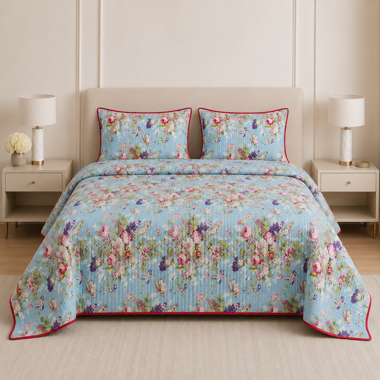 Victorian Reversible Quilted Bedcover – Inspired by Classic British Designs Product Code :- 55B198RKEH