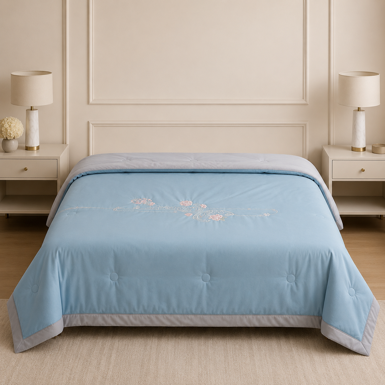 Jasmine Embroidery Reversible AC Comforter – Double Bed Product Code :- 55B2250KEH