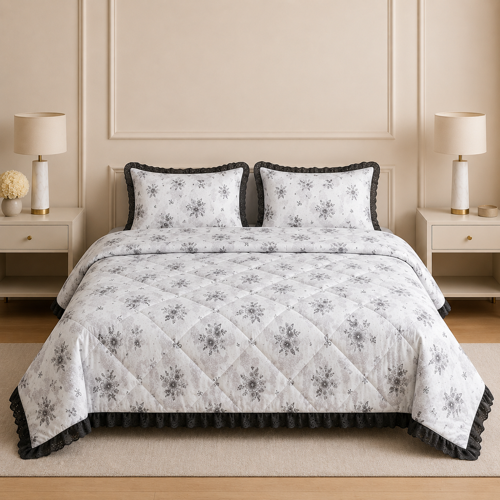 Floral Lace Comforter Set – 4 Piece Collection Product Code :- 55B245KEH