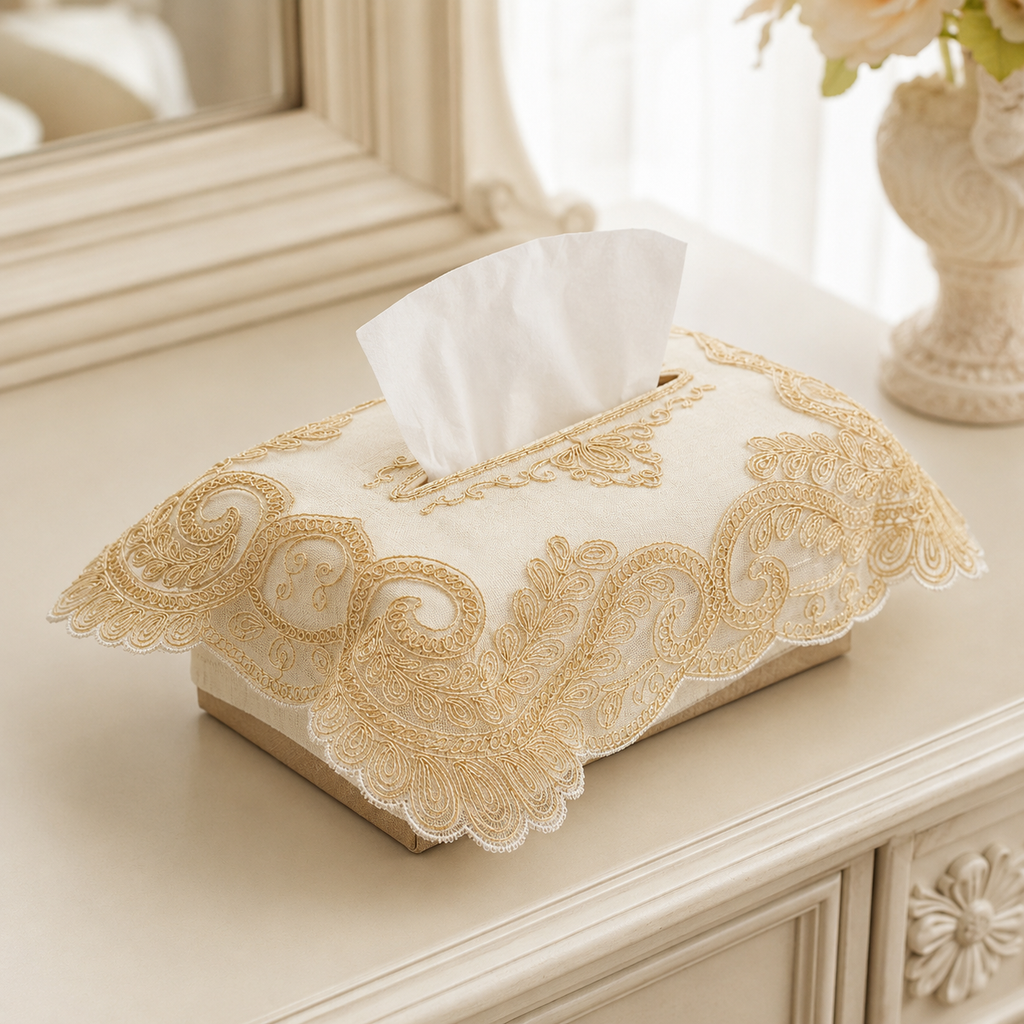 Elegant Embroidered Tissue Box Cover Product Code :- 55B49RKEH