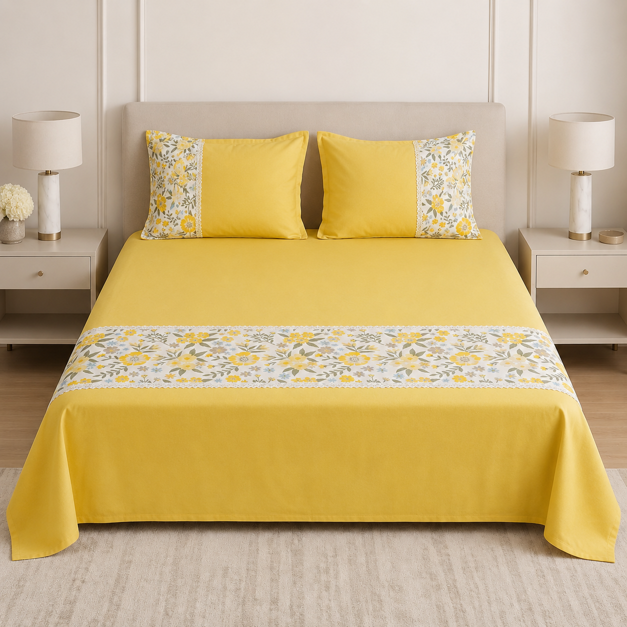 ✨ English King Size Non - Quilted Bedcover– 108 × 108 Inches ✨ Product Code :- 55B199RKEH