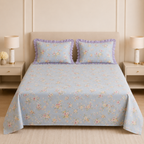 Pure Cotton Bedsheet With Chicken Lace Pillow Covers 108 x 108 inch Product Code :- 55B162RKEH