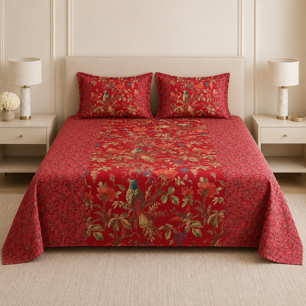 Ajrakh Pure Cotton King Size Bedsheet Set (108 x 108 Inches) Product Code :- 55B129RKEH