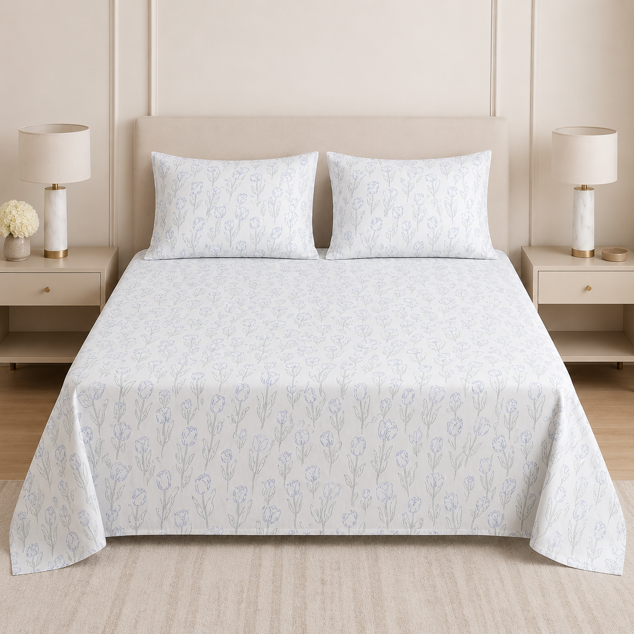 King Size Muslin Cotton Bedsheet (108×108) – 100% Egyptian Cotton with 2 Pillow Covers Product Code :- 55B129RKEH