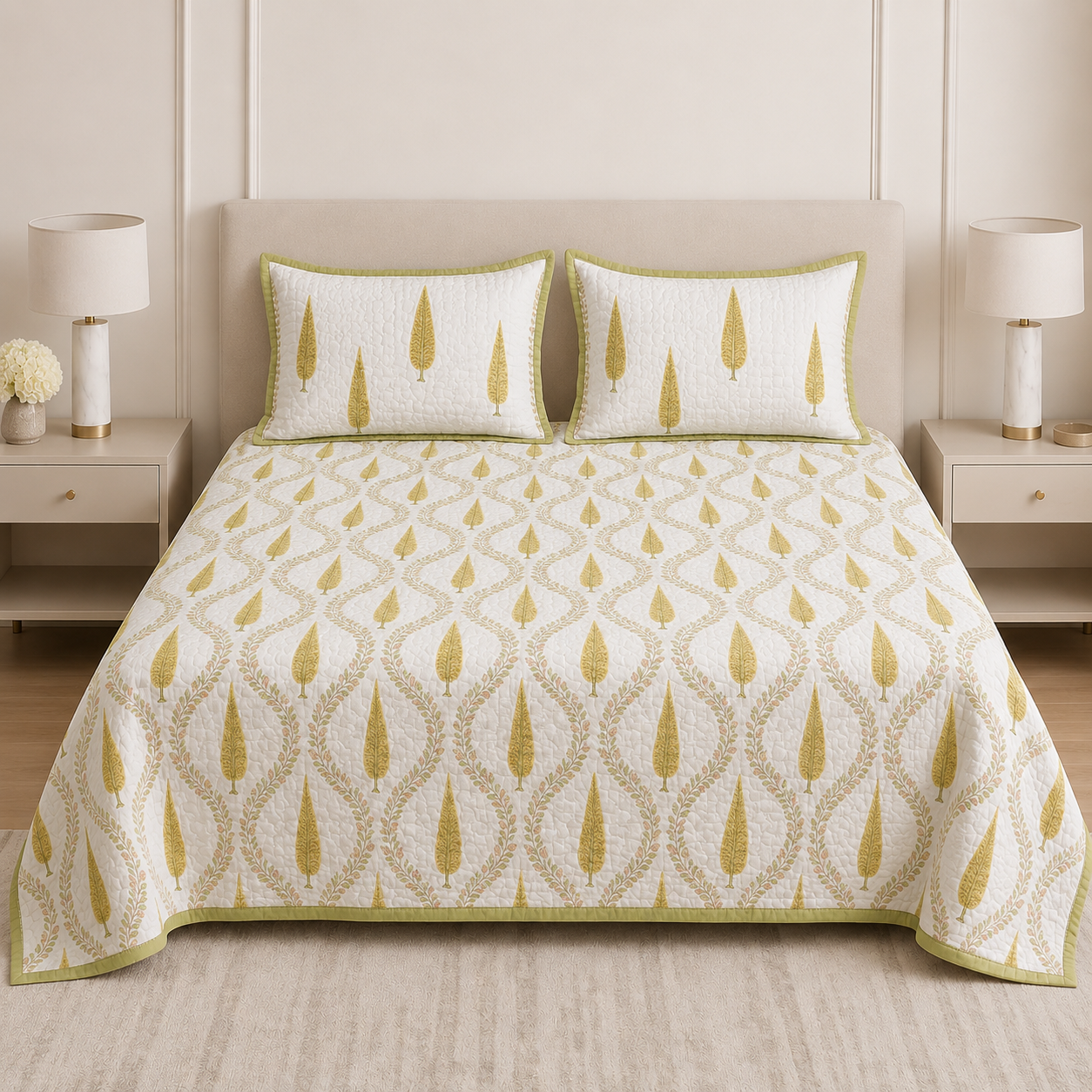 Quilted Reversible Bedcover – Pure Mulmul Cotton Product Code :- 55B205RKEH