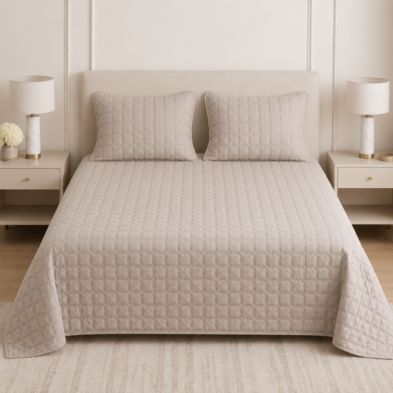 Premium Quilted Bedcover Set – 3 Piece (King Size 100 × 108 Inches) Product Code :- 55B325RKEH