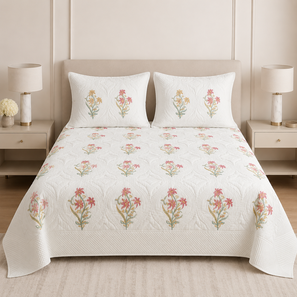 Motif Muslin Quilted Bedcover – King Size Luxury Product Code :- 55B365RKEH