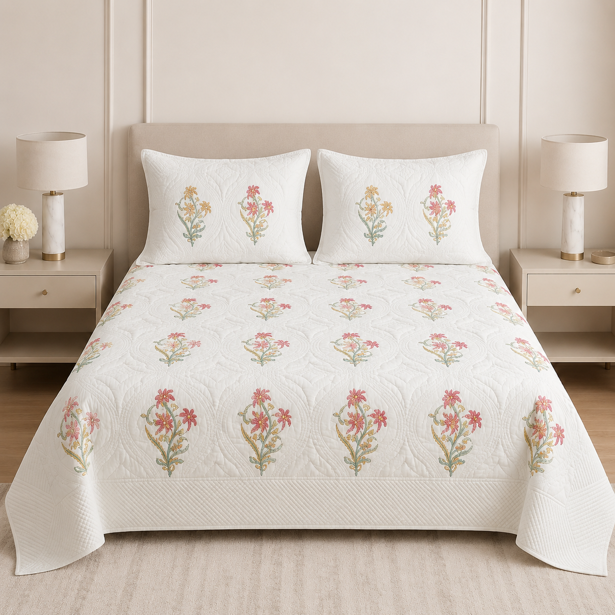 Motif Muslin Quilted Bedcover – King Size Luxury Product Code :- 55B365RKEH