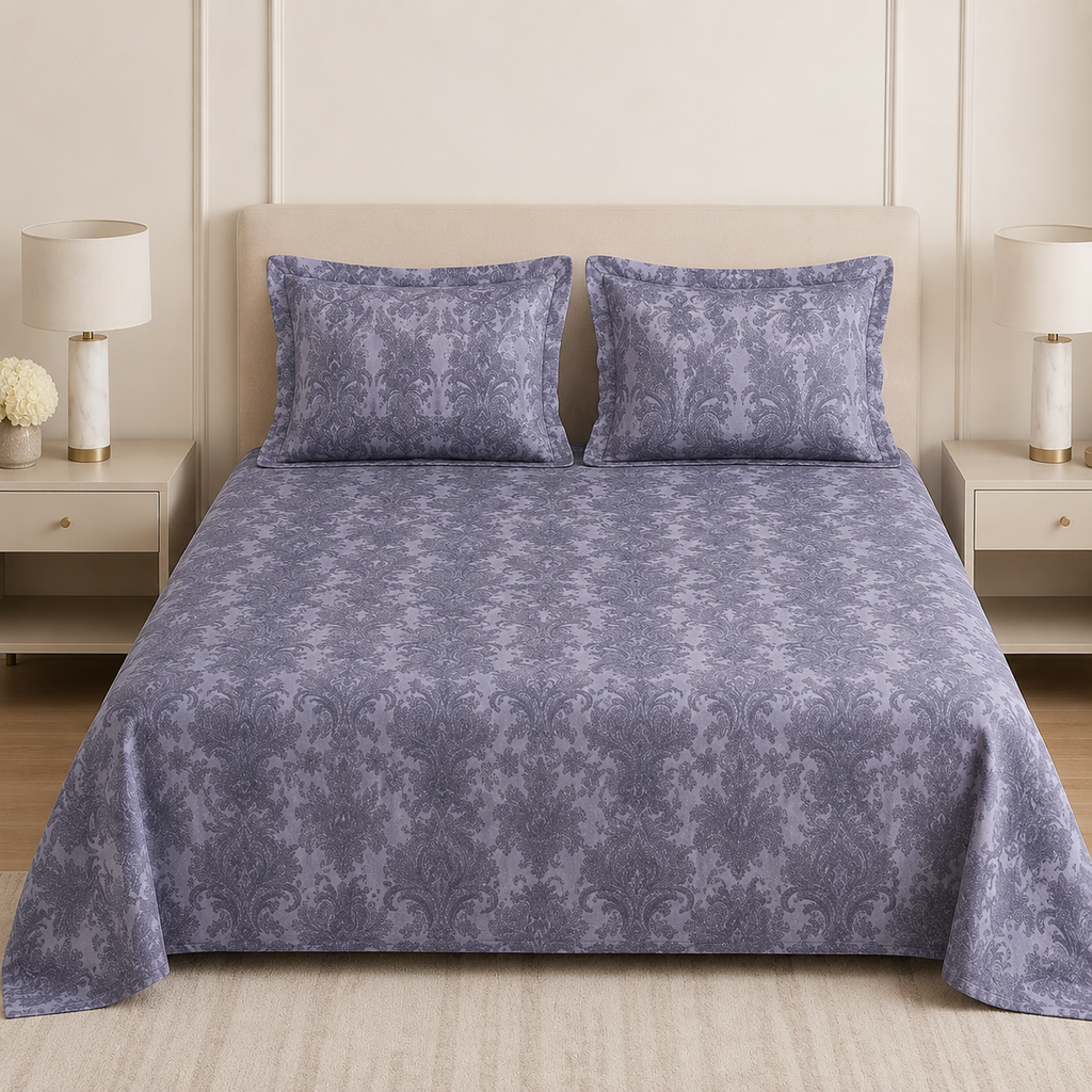Cotton Printed Flat Bedsheet Set with 2 Pillow Covers Product Code :- 55B165RKEH