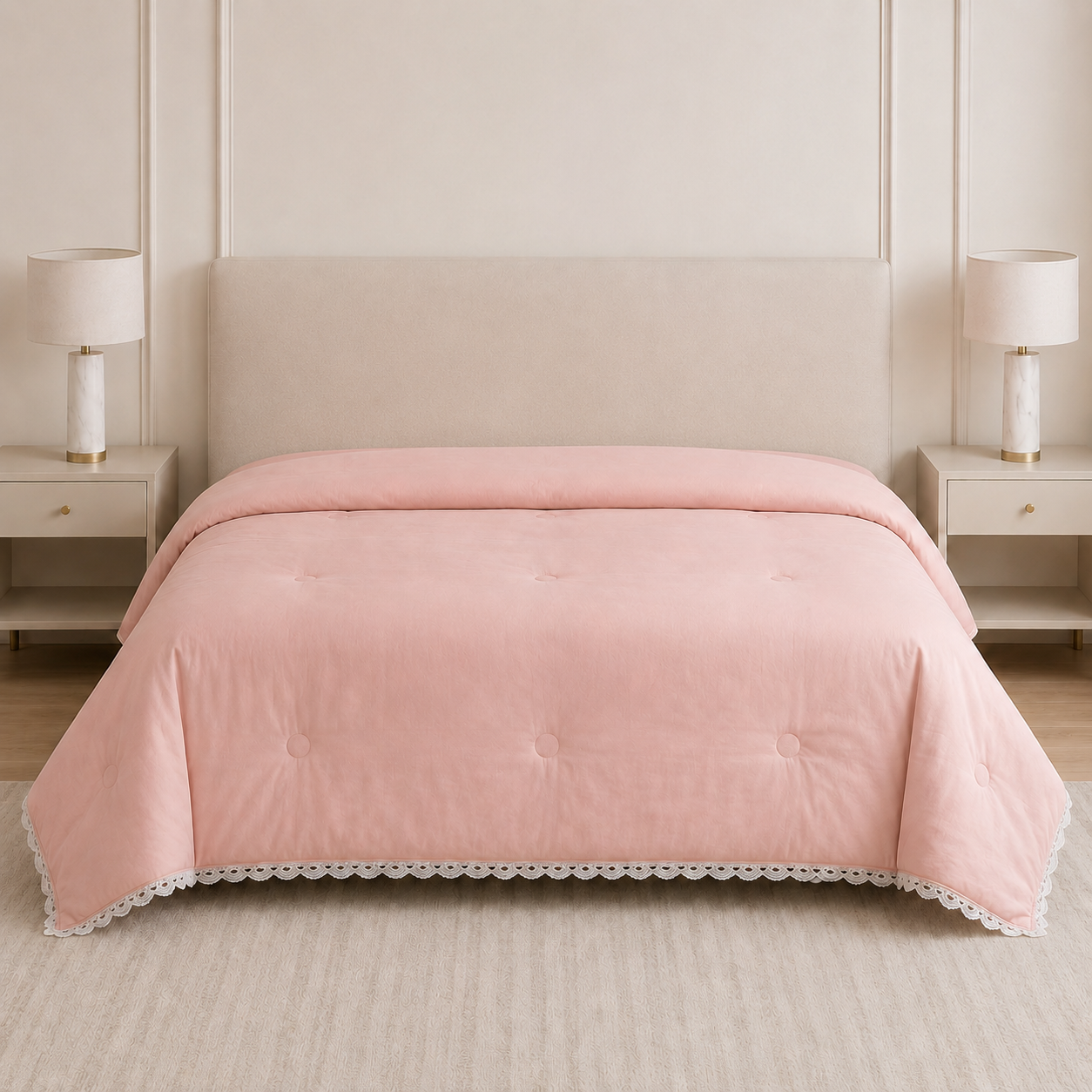 Premium Plain Mulmul Dohar with Lace Border - Double Bed Product Code :- 55B165RKEH