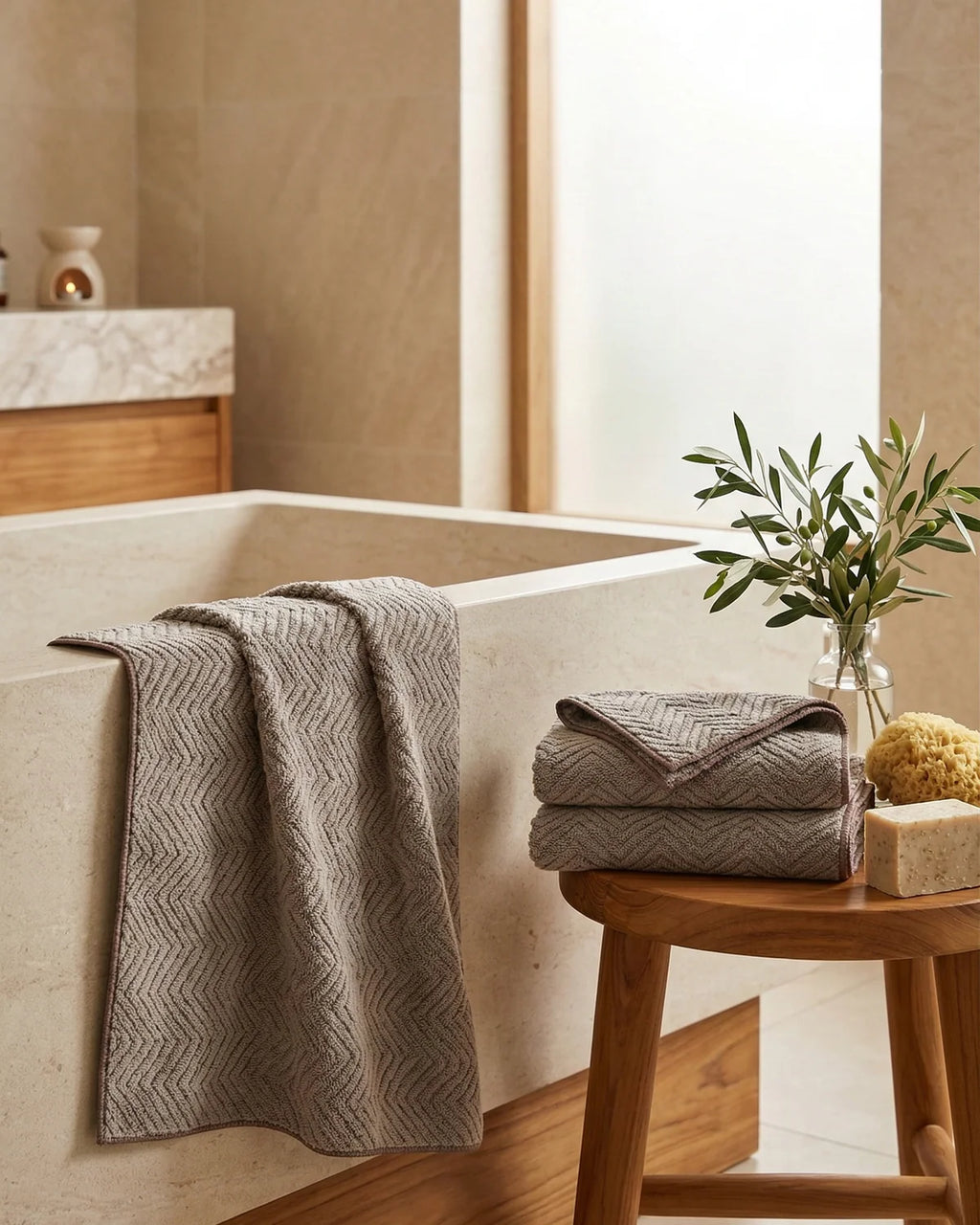 Bamboo Wood 4pc Bath Towel Set