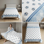 Reversible Cotton Dohar – Single Bed pair  (160 × 220 cm)