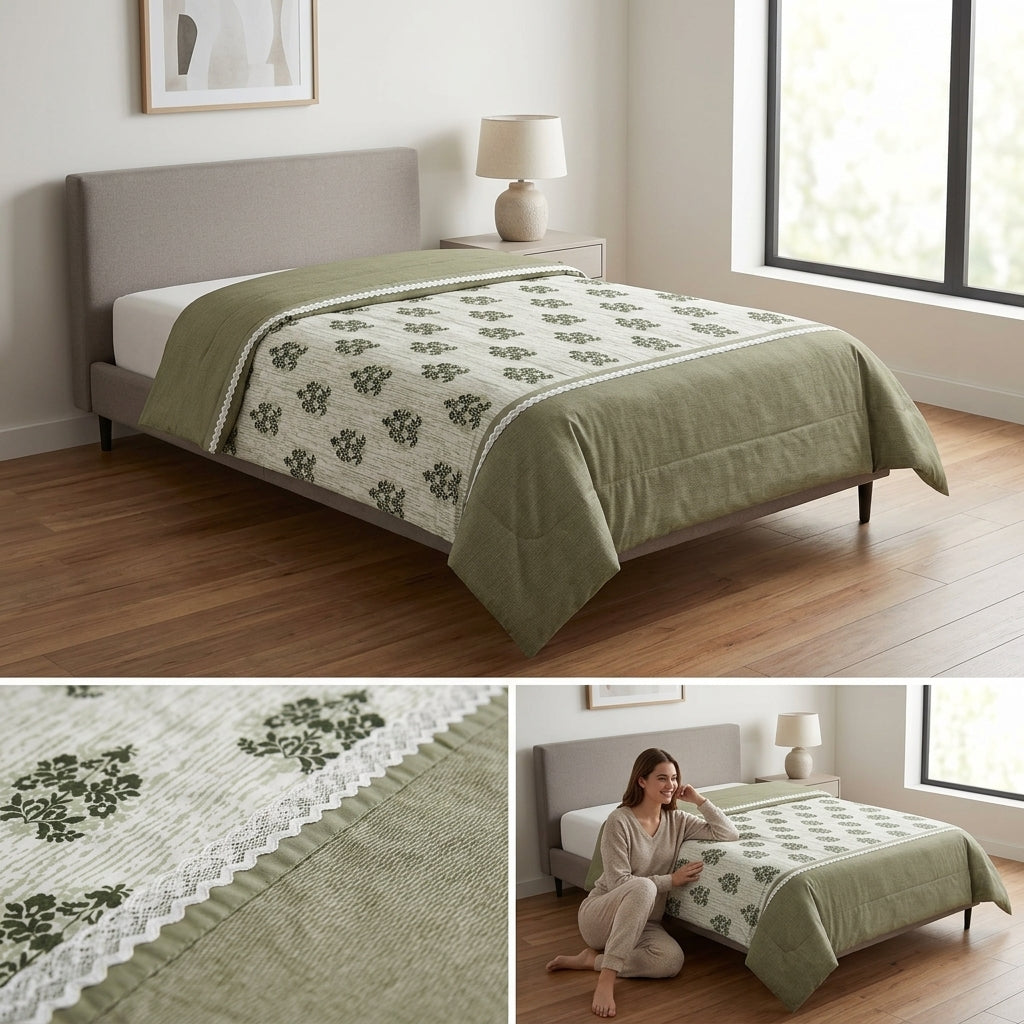 Reversible Cotton Dohar – Single Bed pair  (160 × 220 cm)