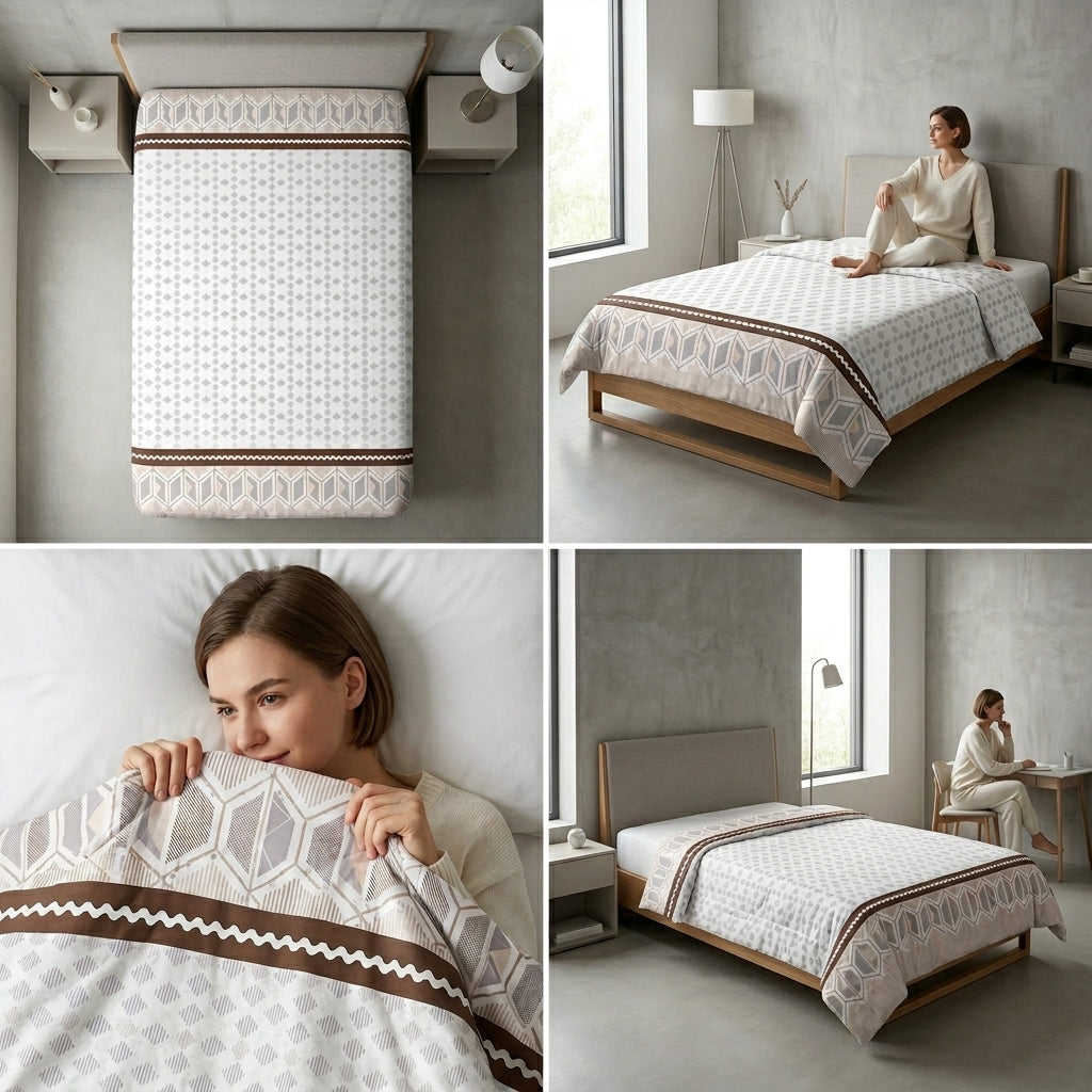 Reversible Cotton Dohar – Single Bed pair  (160 × 220 cm)
