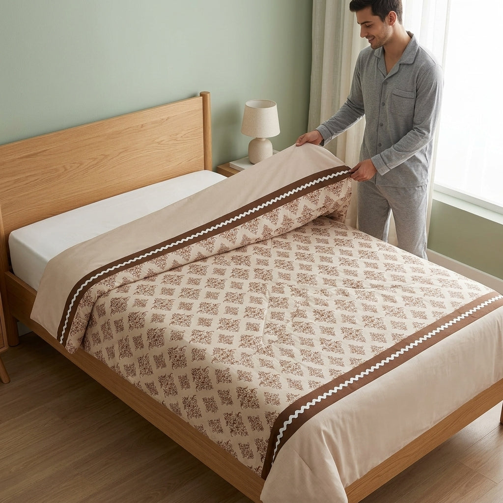 Reversible Cotton Dohar – Single Bed pair  (160 × 220 cm)