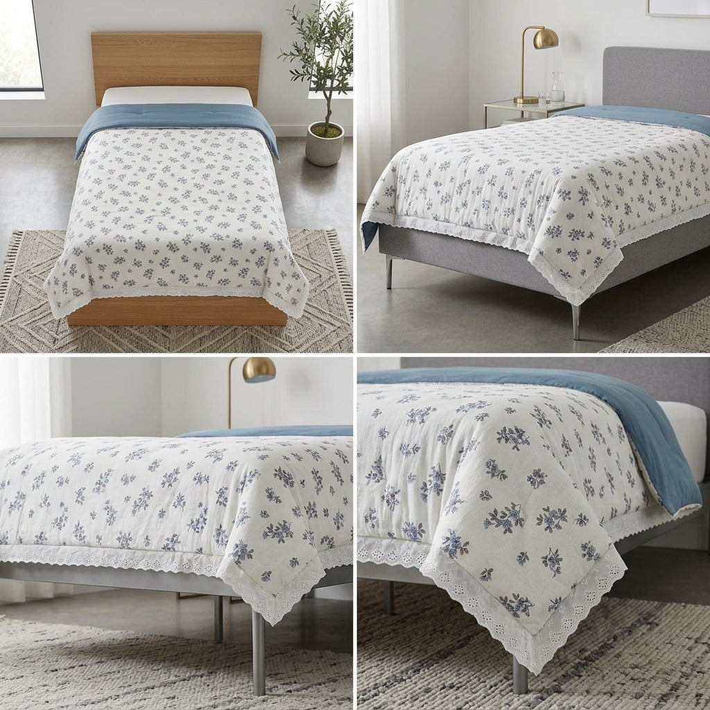 Floral  Lace Comforter – Single Bed Size (160 × 220 cm) 🌸