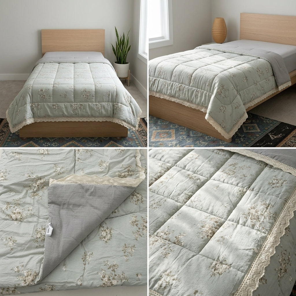 Floral  Lace Comforter – Single Bed Size (160 × 220 cm) 🌸