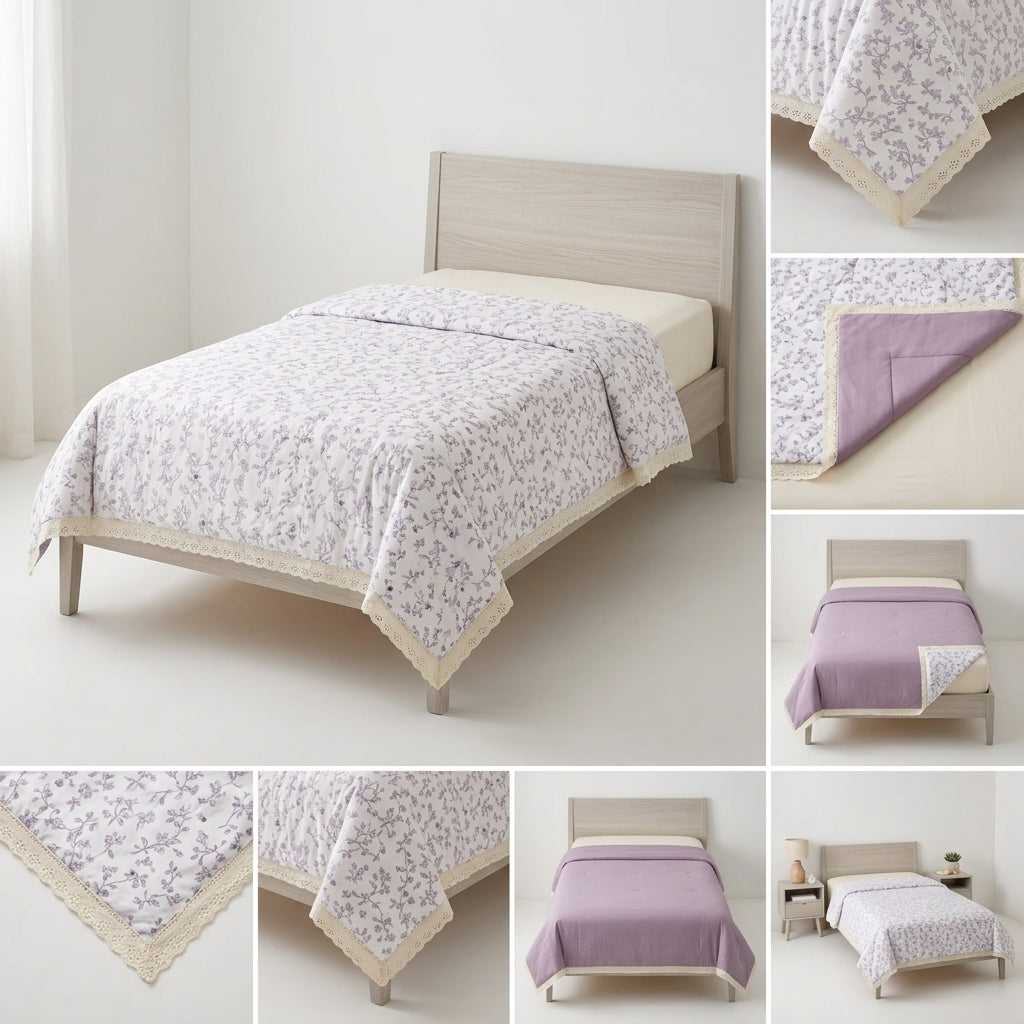Floral  Lace Comforter – Single Bed Size (160 × 220 cm) 🌸