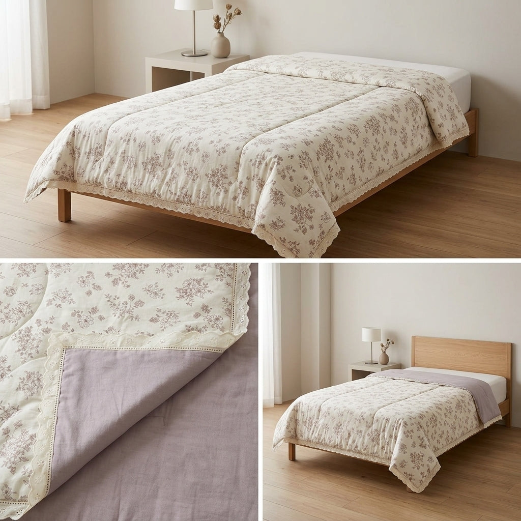 Floral  Lace Comforter – Single Bed Size (160 × 220 cm) 🌸