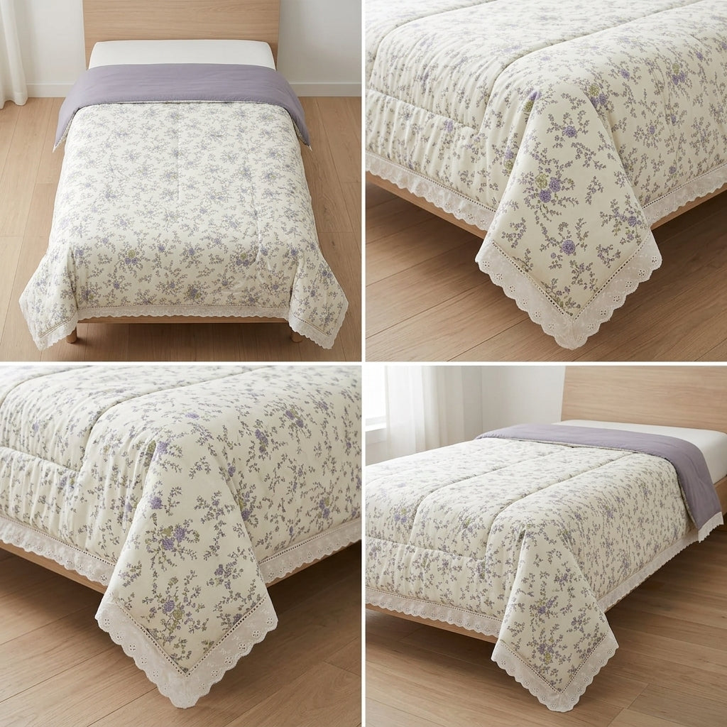 Floral  Lace Comforter – Single Bed Size (160 × 220 cm) 🌸