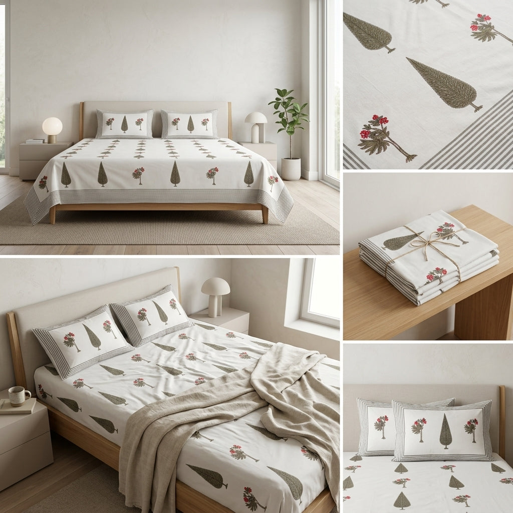 Percale Cotton 350 Thread Count Bedsheet Set – Super King Size (109 x 109 inches)