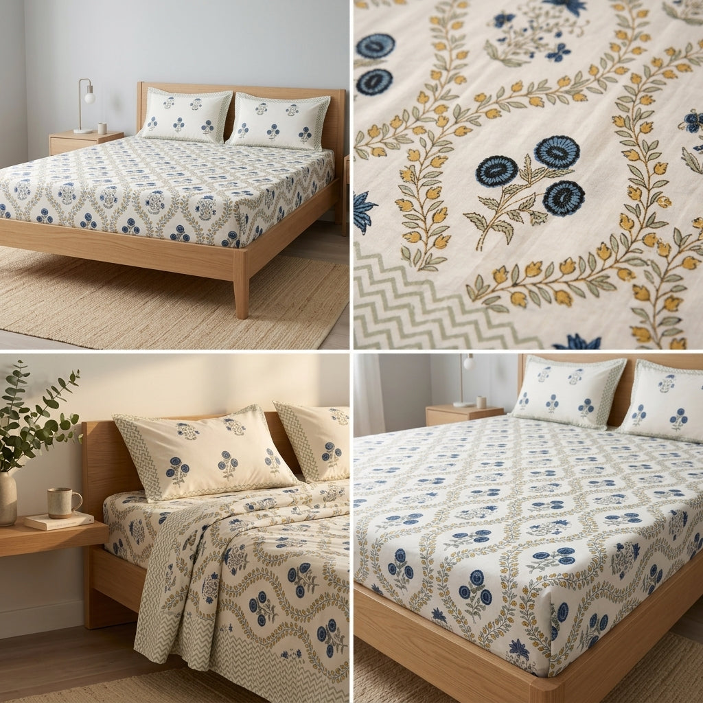 Percale Cotton 350 Thread Count Bedsheet Set – Super King Size (109 x 109 inches)