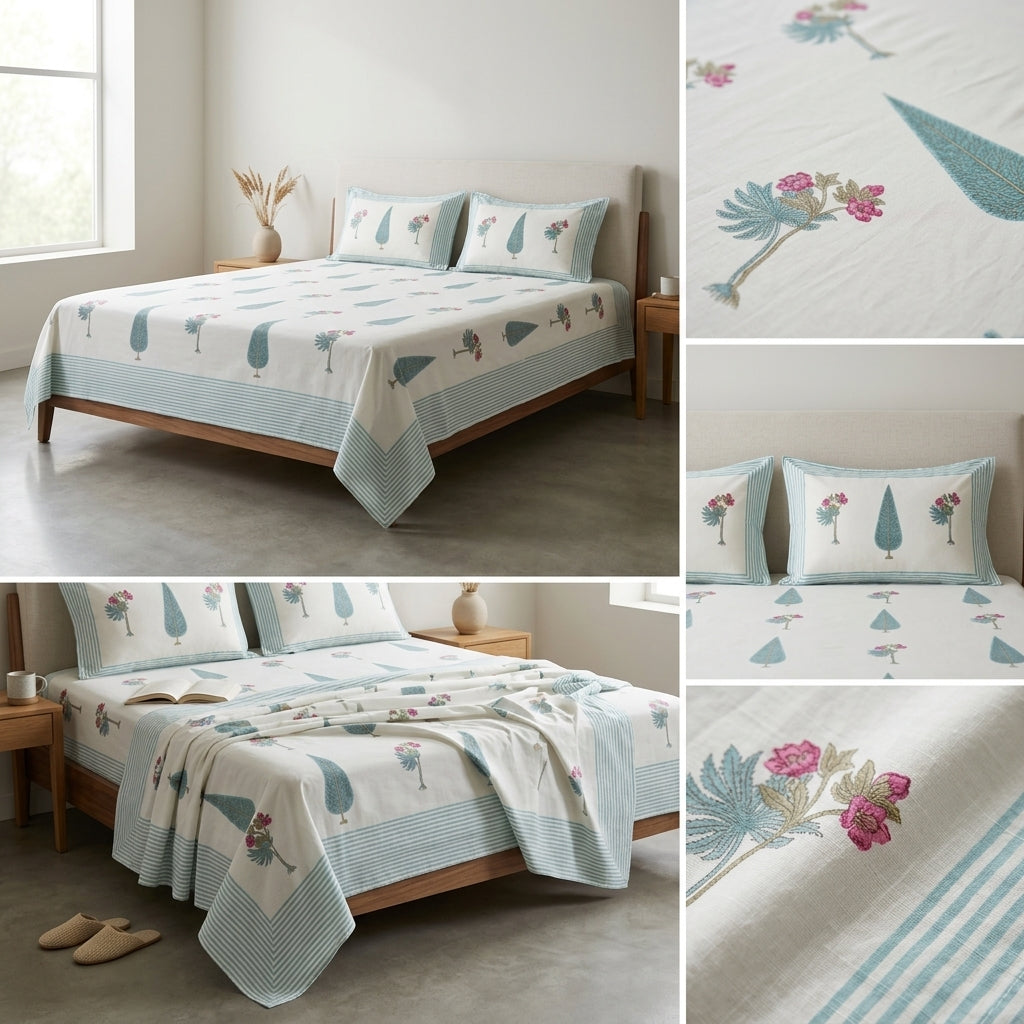 Percale Cotton 350 Thread Count Bedsheet Set – Super King Size (109 x 109 inches)