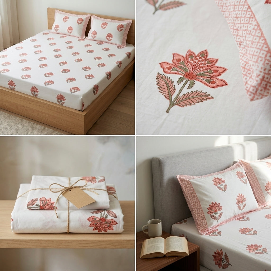Percale Cotton 350 Thread Count Bedsheet Set – Super King Size (109 x 109 inches)