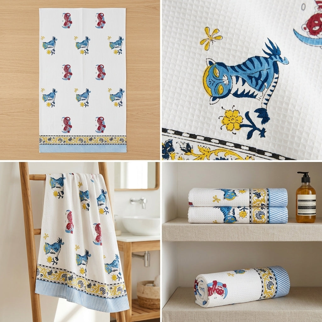 Waffle Cotton Bath Towel – 61 x 29 Inches