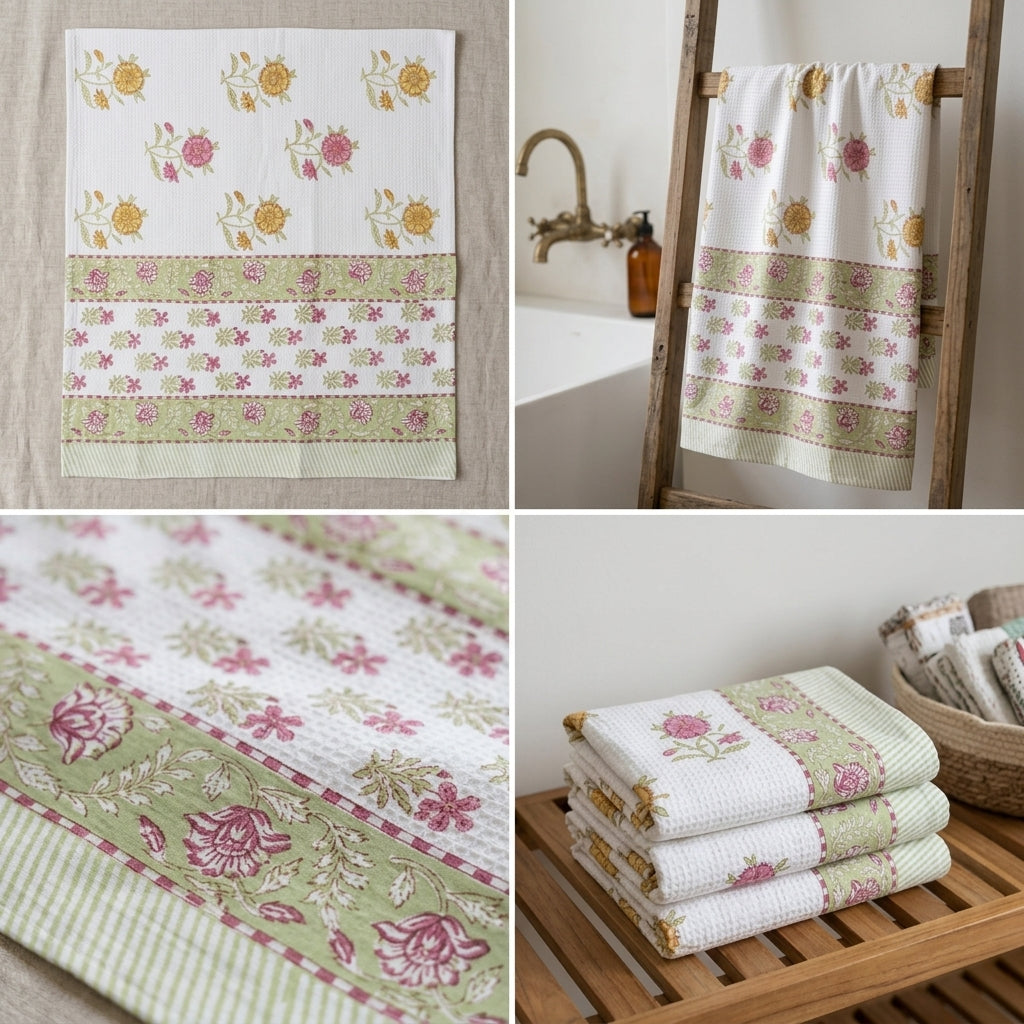 Waffle Cotton Bath Towel – 61 x 29 Inches