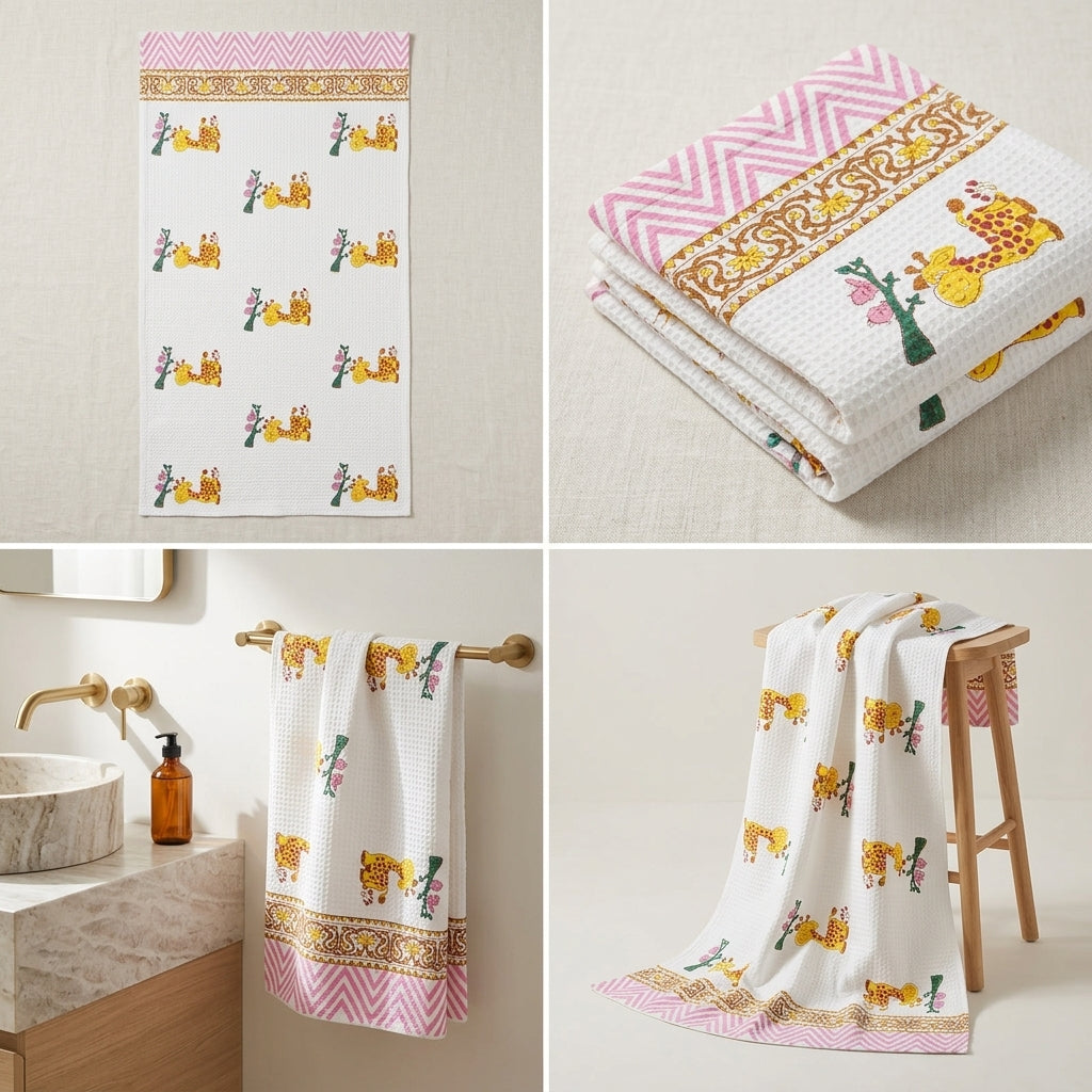 Waffle Cotton Bath Towel – 61 x 29 Inches