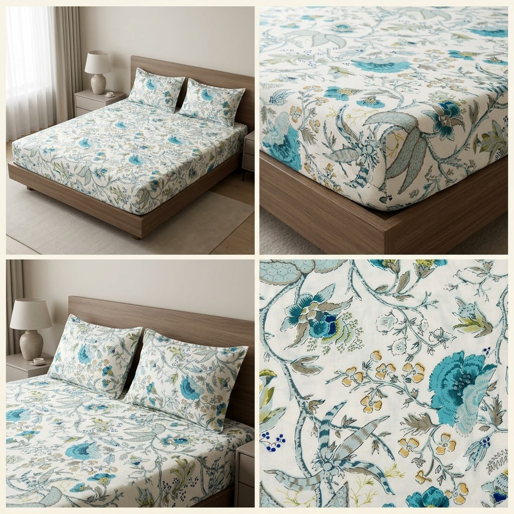 Fitted Bedsheets Pure Cotton 108 BY 108 Inch Product Code :- 55B89RKEH