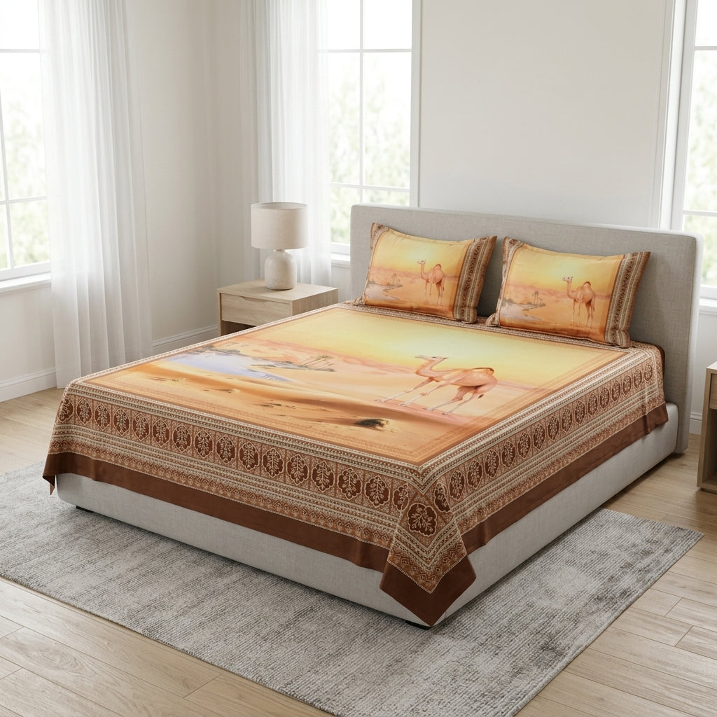 Digital Printed Bedsheet Set – King Size (3 Pieces)