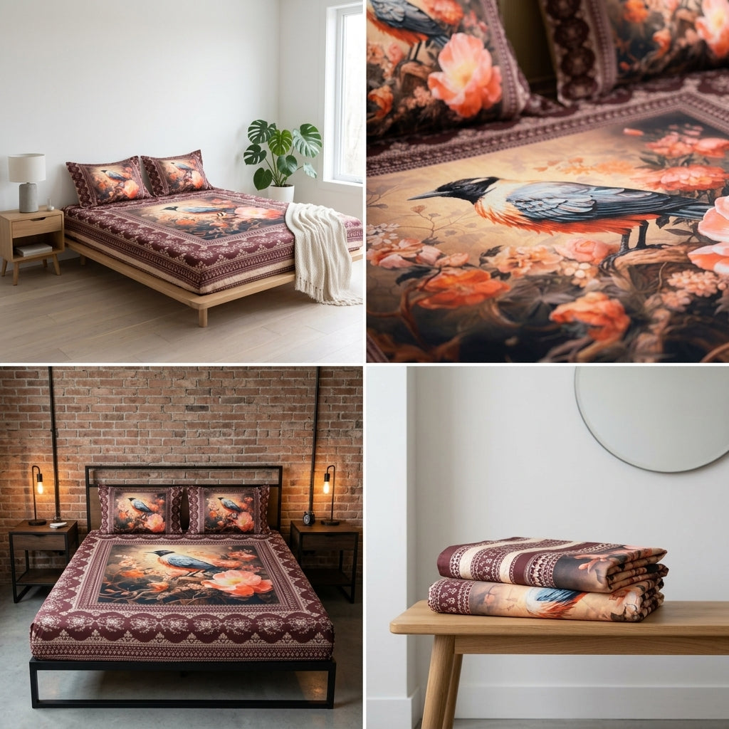 Digital Printed Bedsheet Set – King Size (3 Pieces)