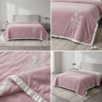 Luxary Designer Embroidered Comforter with Satin Edge & Decorative Tassels