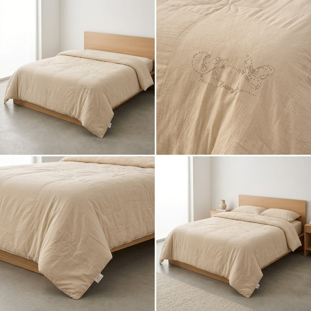 Soft Cotton Comforter with Swarovski Butterfly Design- King Size
