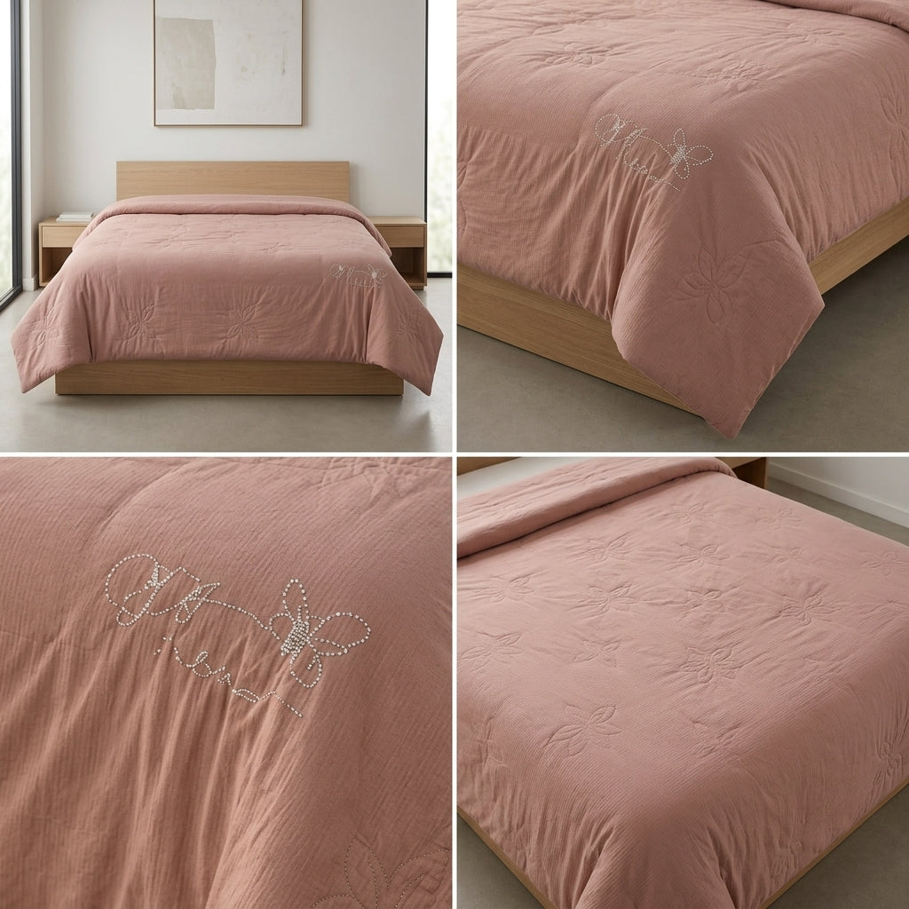 Soft Cotton Comforter with Swarovski Butterfly Design- King Size