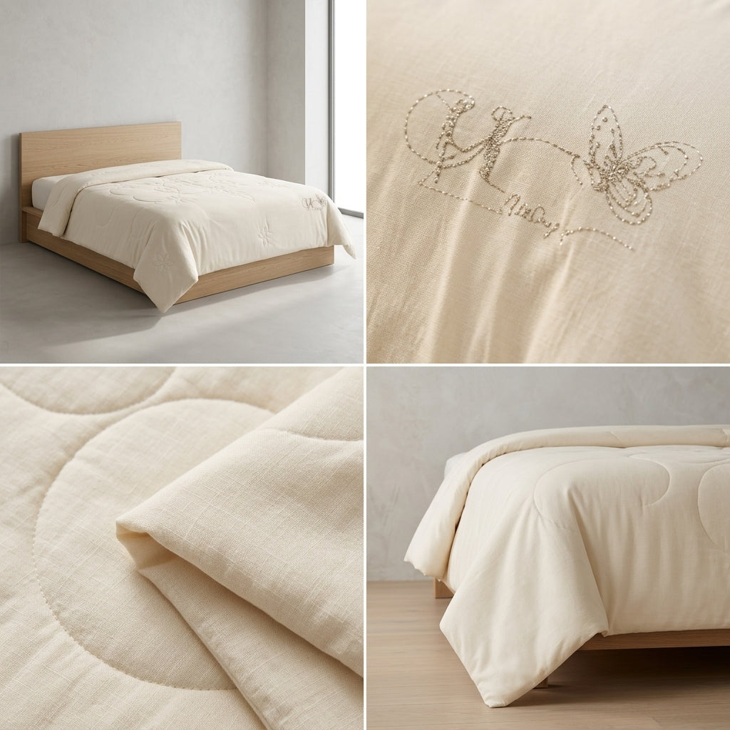 Soft Cotton Comforter with Swarovski Butterfly Design- King Size