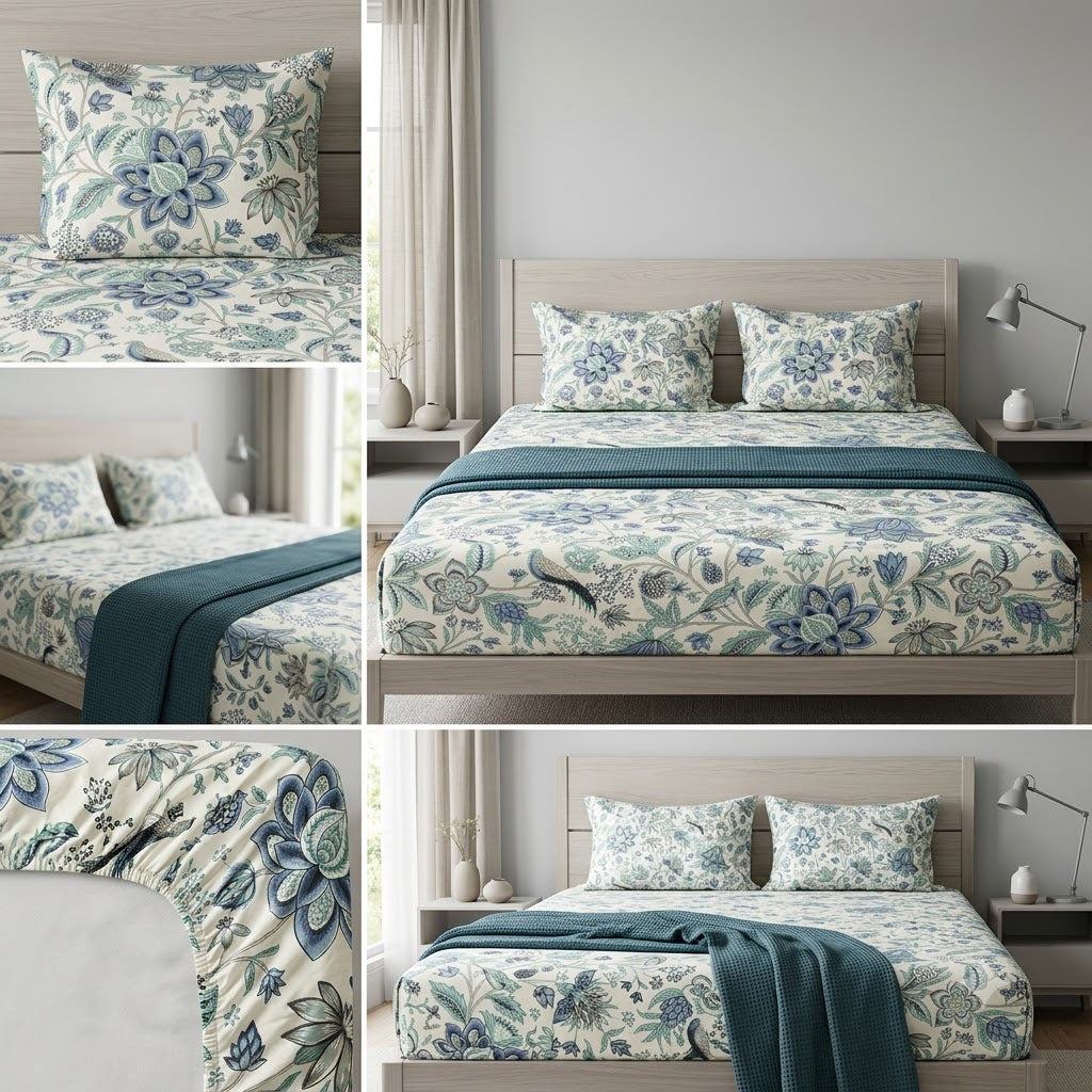 Fitted Bedsheets Pure Cotton 108 BY 108 Inch Product Code :- 55B89RKEH