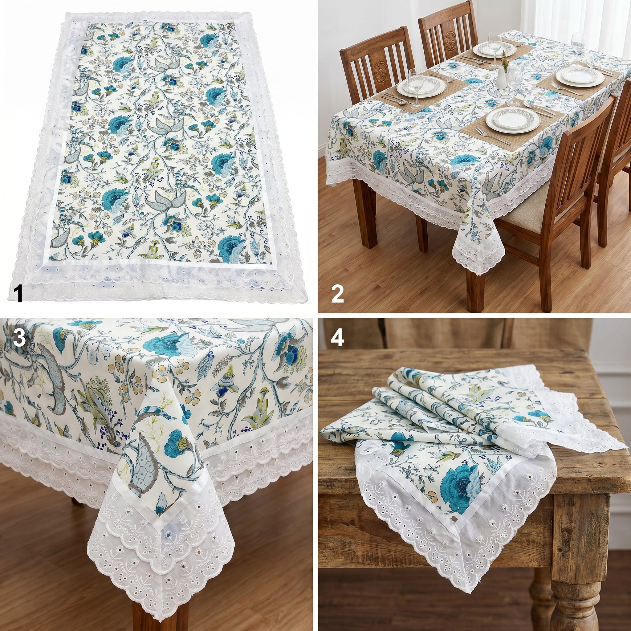 Elegant Floral Dining Table Cover – 6 Seater (60 x 90 Inch)