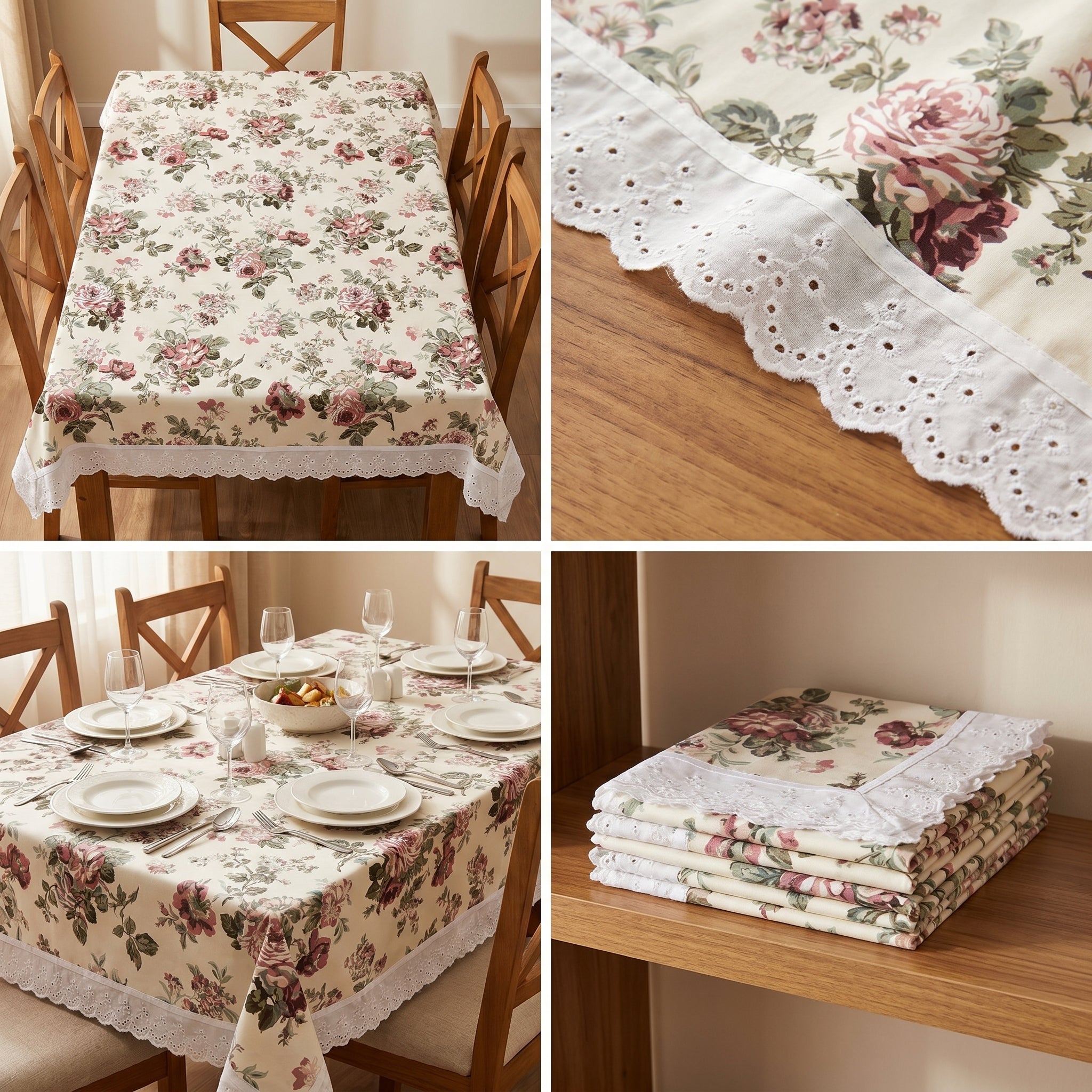 Elegant Floral Dining Table Cover – 6 Seater (60 x 90 Inch)