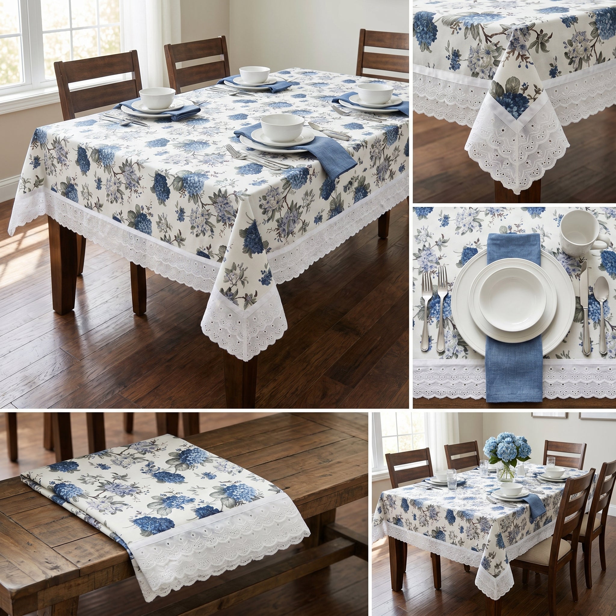 Elegant Floral Dining Table Cover – 6 Seater (60 x 90 Inch)