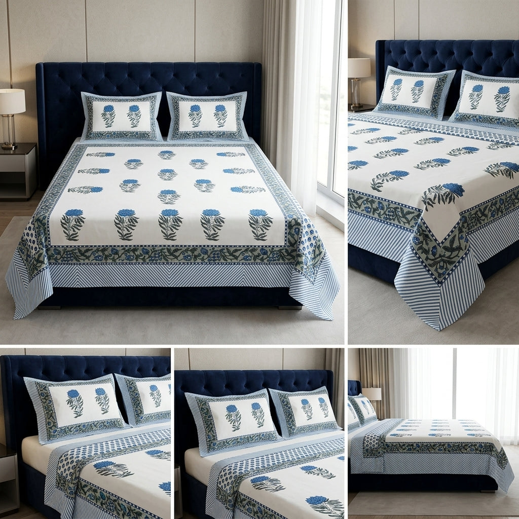Cotton Double Bedsheet Set – 108 x 108 Inches